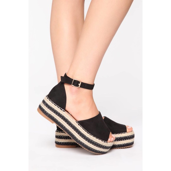 Xti Basic Shoes - Womens Sandals Platform Espadrille Black Faux Suede Ankle Strap Size 9 Tan